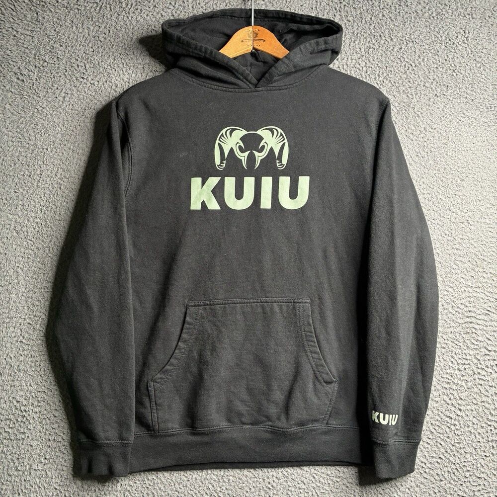 KUIU Hoodie Youth Large Gray Heather Pullover Fleece Pocket Hunting Logo Outdoor